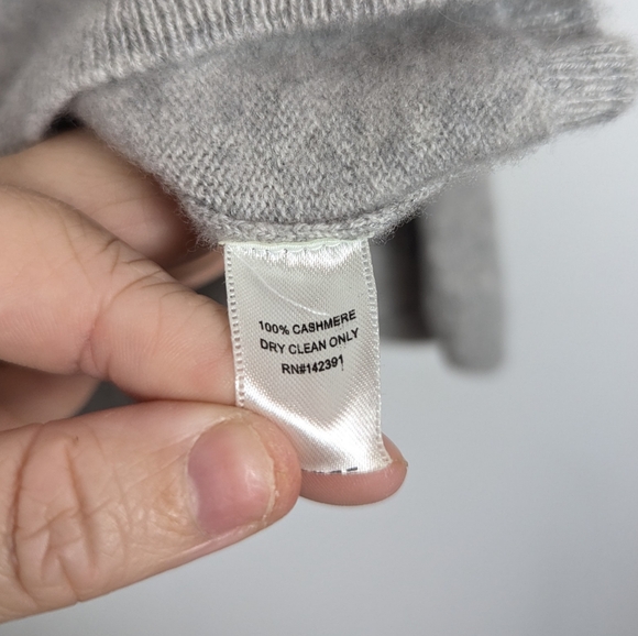 Project J Grey Tie Sleeve Crew Neck 100% Cashmere Sweater Size L - Picture 7 of 7